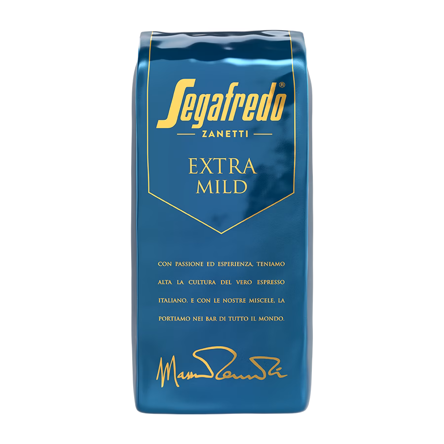 Produktbild: Kaffee Segafredo Extra Mild ganze Bohne, 1000 g, aromaversiegelte Verpackung.