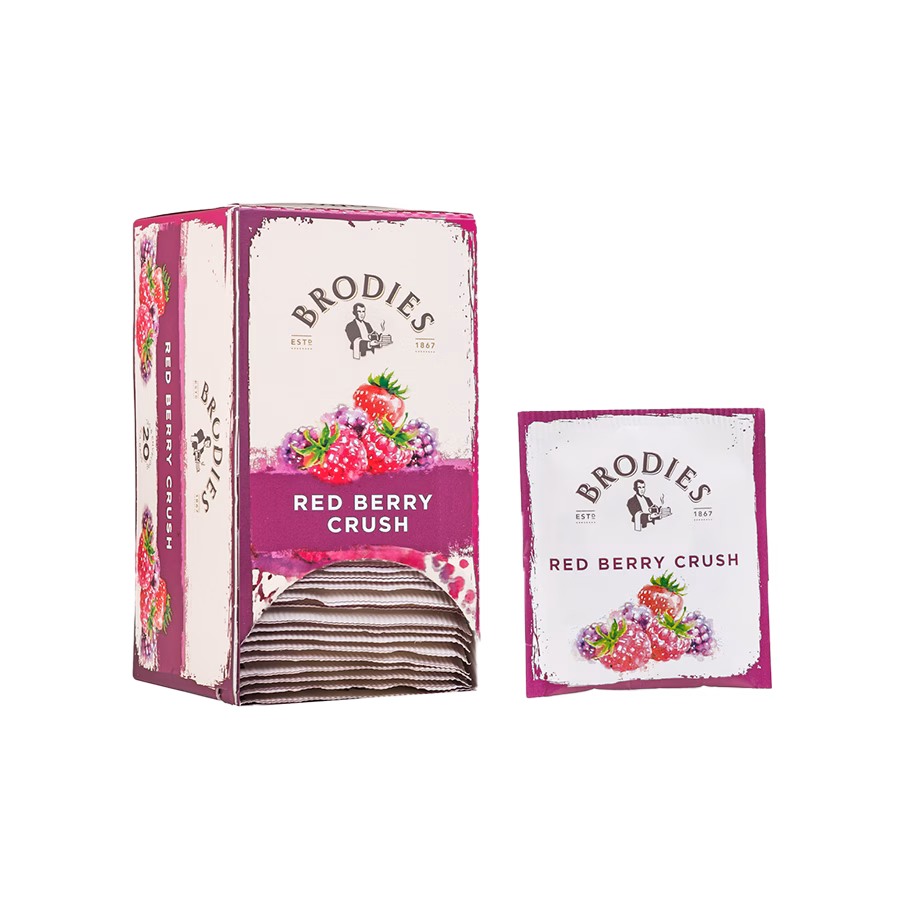Produktbild: Brodies Tee Red Berry Crush, Teebeutel, Karton mit 20 Teebeuteln